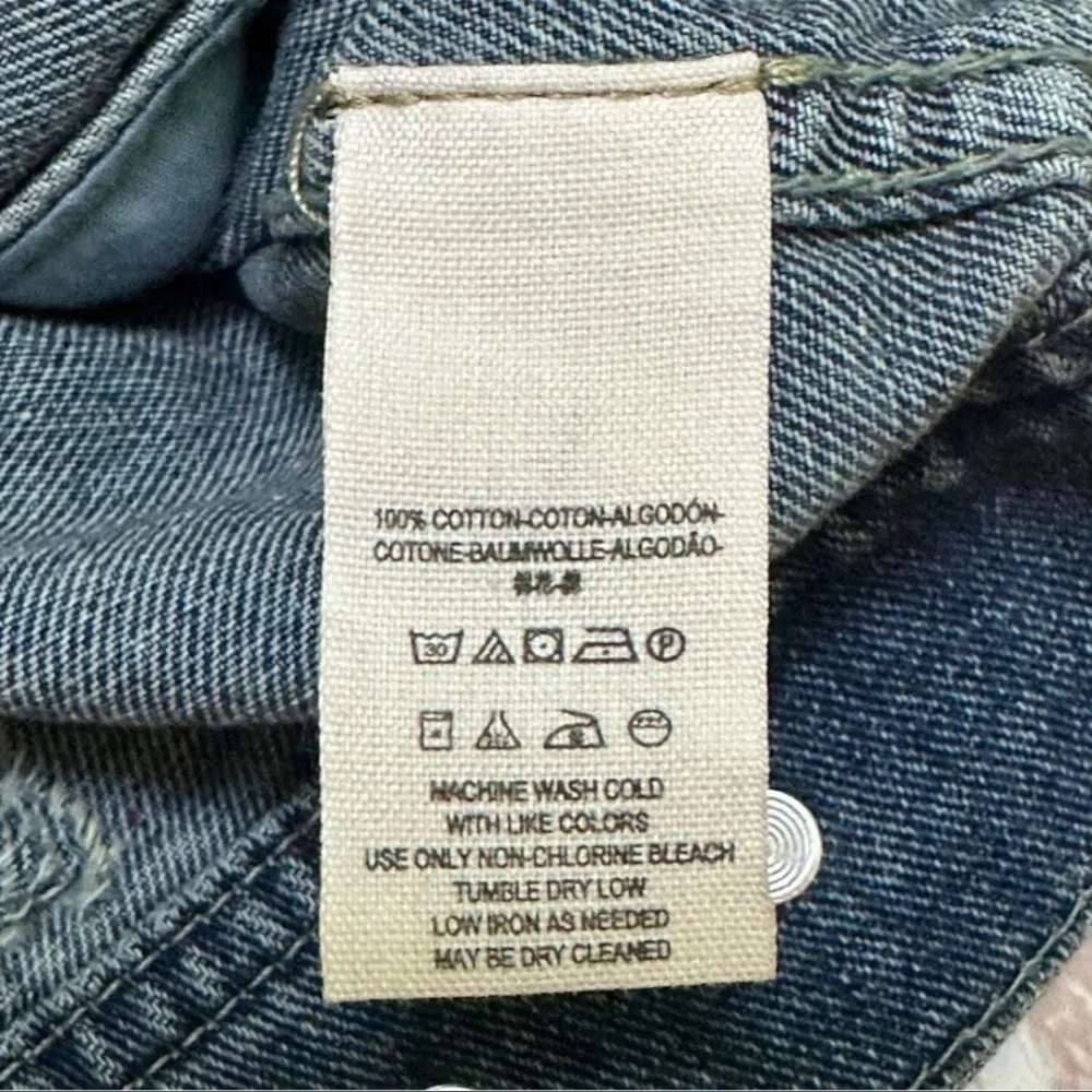 Free People Distressed Blue Denim Jacket M - Picture 11 of 13